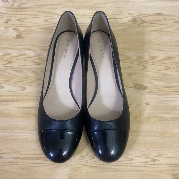 Cole Han Black Leather Block Heel Round Toe Pumps Women’s Shoes 7.5 B main image 11
